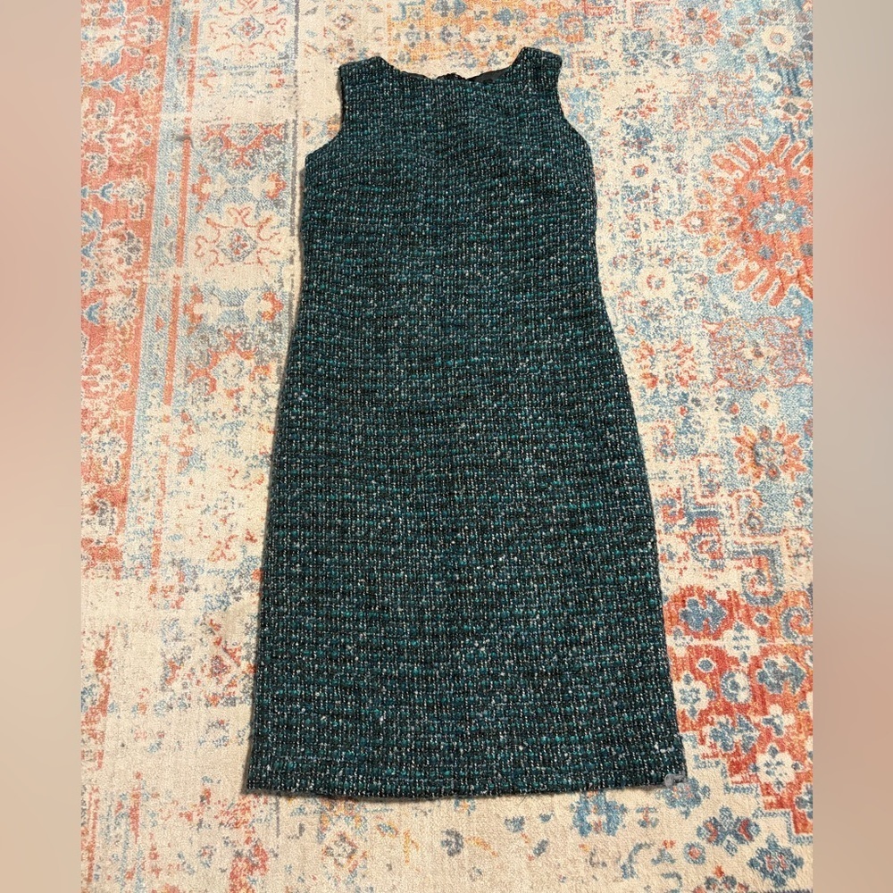 Talbots emerald tweed wool-blend sheath dress